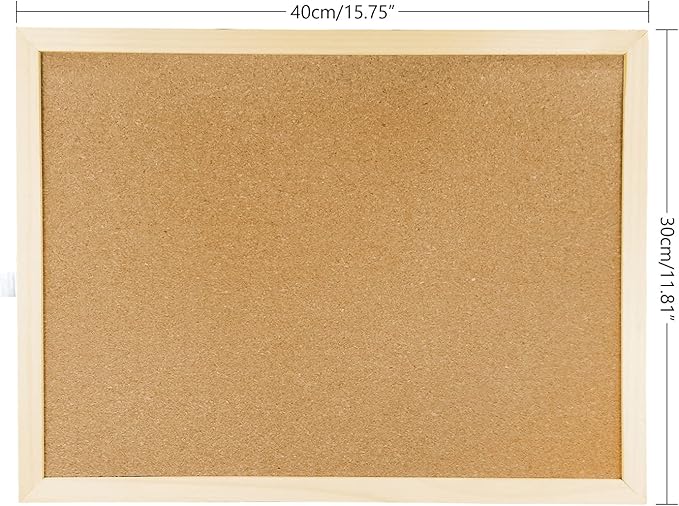 GDMINLO Cork Board Bulletin Board, 15.7"X 11.81" pin Boards for Walls, Oak Wood Finish Frame, Wall Mounted Cork Board for Office Home and School(Pins, Eye Bolts, gaskets, Screws)