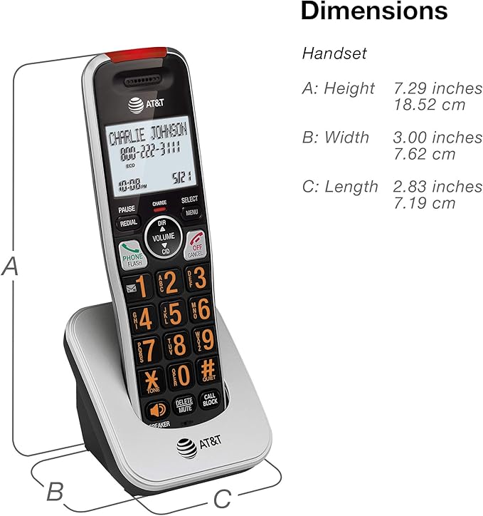 AT&T BL102-5 DECT 6.0 5-Handset Cordless Phone for Home with Answering Machine, Call Blocking, Caller ID Announcer, Audio Assist, Intercom, and Unsurpassed Range, Silver/Black