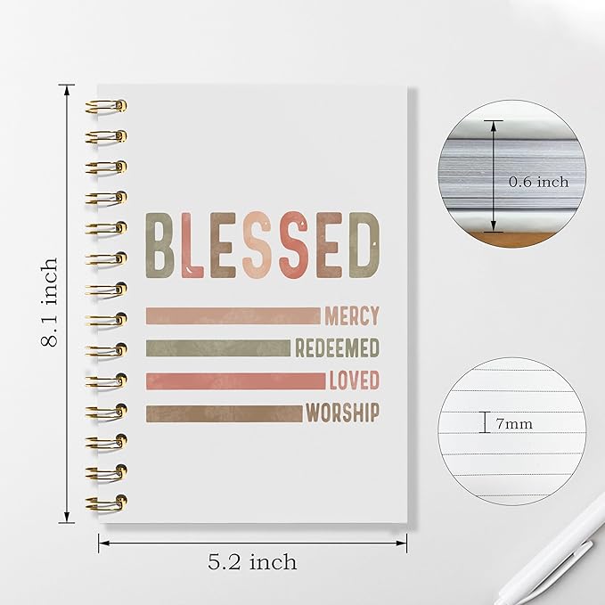 Christian Notebook, Blessed Gifts - Daily Prayer Journal, Prayer Notebook, Spiral Bible Notebook, Christian Gifts Journal, Christian Journal, Christian Notebook for Women, 5.5x8.3 Inches