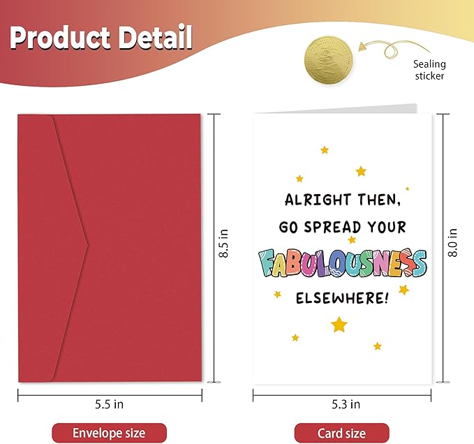 Heollaok Funny Leaving Card for Coworker, Humor Going Away Card for Him Her, Farewell Card for Work Friend, Gift for Colleague Leaving, Go Spread Your Fabulousness