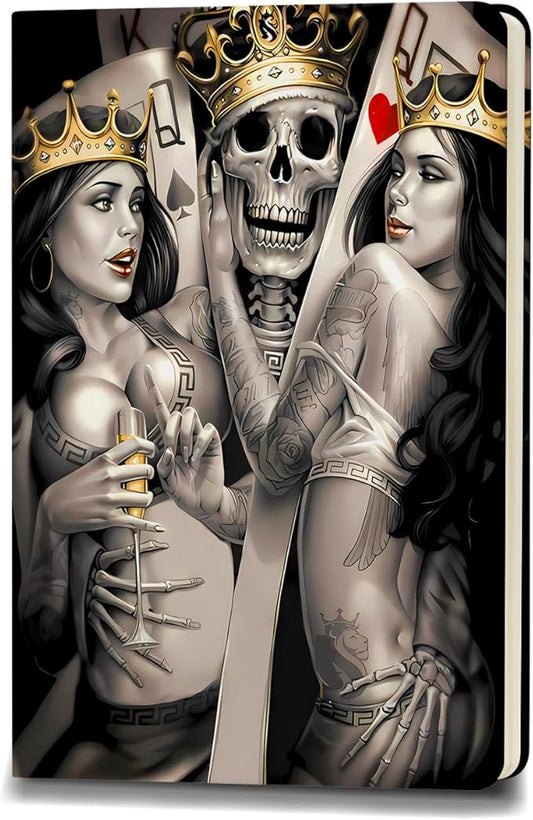 ZWYQWN Jack and Sally Gifts Leather Notebook for Women Men Nightmare Christmas Journal Notebook Nightmare Before Gifts (Skull Pai)