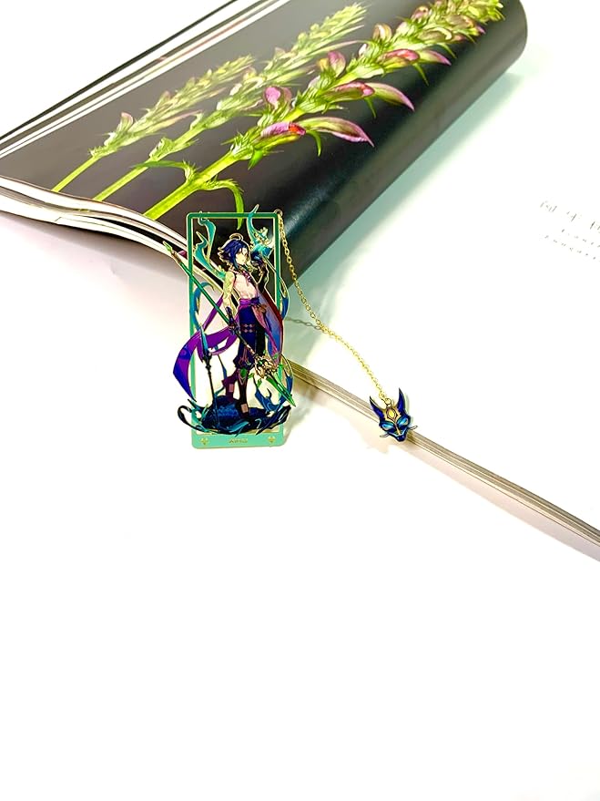 Genshin Impact Xiao Brass Bookmarks with 3D Display Box for Women Men Sisters Friends - Ideal Birthday Gifts for Book Lovers - Zllada