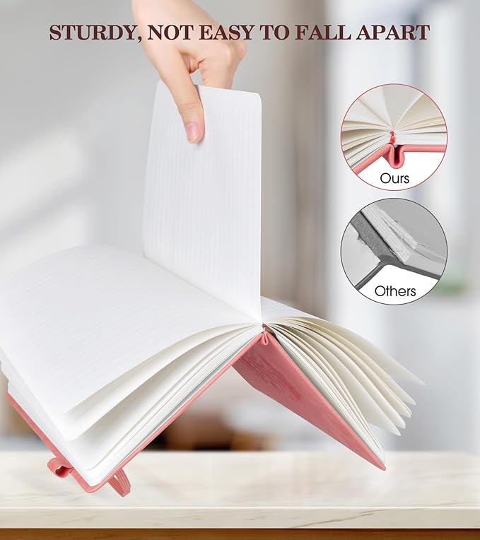 Lined Journal Notebook for Women, Pink Hardcover Leather Journaling Notebooks 8.5" x 11", A4 200 Pages Big Journals for Writing, College Ruled Notebook for Work School, Note Taking, Business Diary