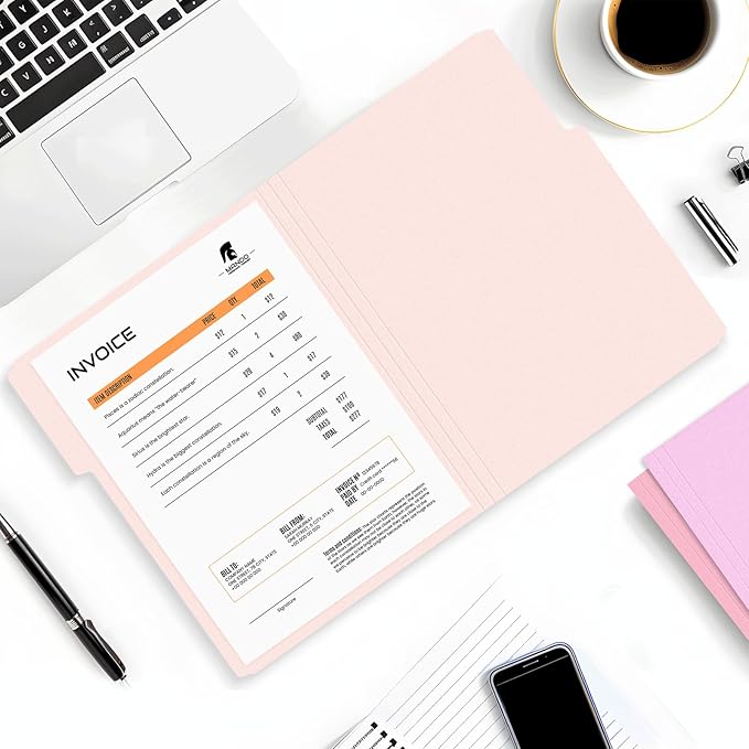 SUNEE File Folders, 100 Pack Manila File Folders 1/3 Cut Letter Size, Colored Folders,Office Organization,Folders for School,Files Paper Home and Classroom,5 Bright Color