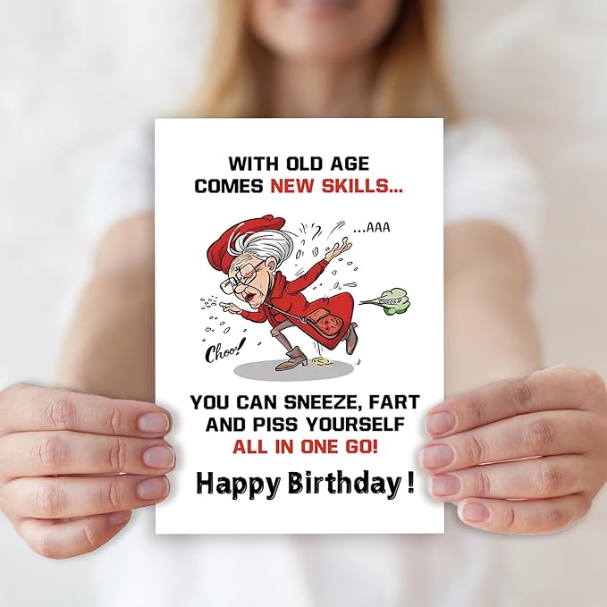 Funny Birthday Gifts for Mature Women，Hilarious Birthday Card for Grandma, Mom，Senior Female Friends，Gag 50th 60th 70th 80th 90th Birthday Card Gift，Humorous Getting Older Card，Aging Gracefully