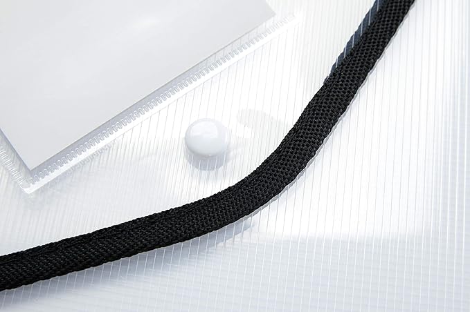 Plastic File Folder Poly Envelope Expanding File Wallet Document Folder with Snap Button Closure, Legal Size, 5 Pack Large Waterproof Accordion File Pouch (Transparent&Black)