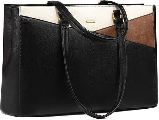 LOVEVOOK Laptop Bag for Women,15.6 Inch Laptop Tote Bag for Women,Vintage Leather Work Tote Bags Computer Teacher Bag,Waterproof Business Bag Office Briefcase