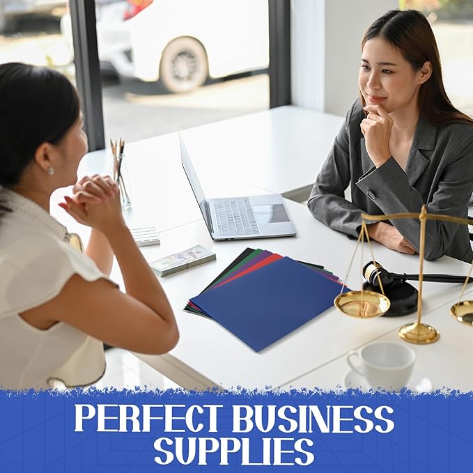 Patelai 50 Pack Pocket Folders Bulk 2 Pocket Heavy Duty Plastic Folders with Pockets Letter Size Folders Business Card Holder for School Office File (Multi Colors)