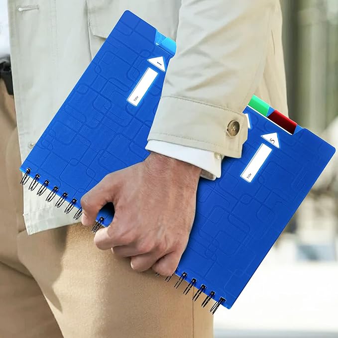 CAGIE 5 Subject Notebook With Tabs 8.5x11, College Ruled, 240 Pages Large Spiral Notebook with Dividers, A4 Notebooks for Work Organization Note Taking School, Black