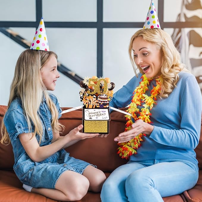 Happy 50th Birthday Pop-Up Card, Colorful Birthday Gift Card Happy Birthday 3D Cards with Envelopes Cool Birthday Pop up Box for Men Women