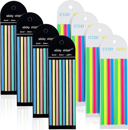 Juome 1280Pcs Highlighter Tape, Transparent Sticky Long Page Markers Tabs, Morandi Neon Clear Highlighter Strips Flags Stickers, Book Tabs for Annotating Books Aesthetic Office School Study Supplies