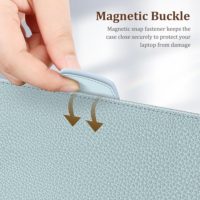 Fintie Sleeve Case for 12.4 Inch Microsoft Surface Laptop Go 3/2/1 (Model: 2013/1943), Premium PU Leather Protective Folio Book Cover with Large Pocket (Ice Blue)