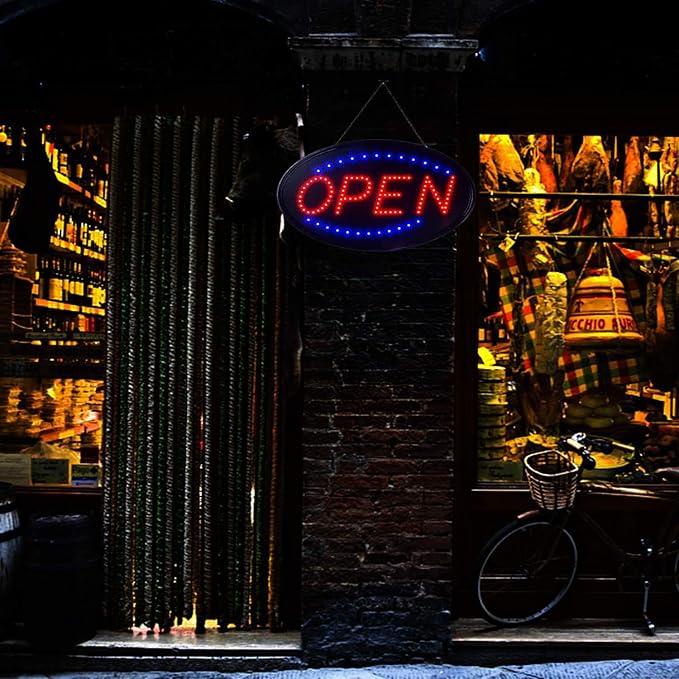 KEBE Open Signs for Business(19"x10"), Ultra Bright LED Open Sign High Visibility Advertisement Board Electric Display Sign for Bar Hotel Shop Window Glass Door
