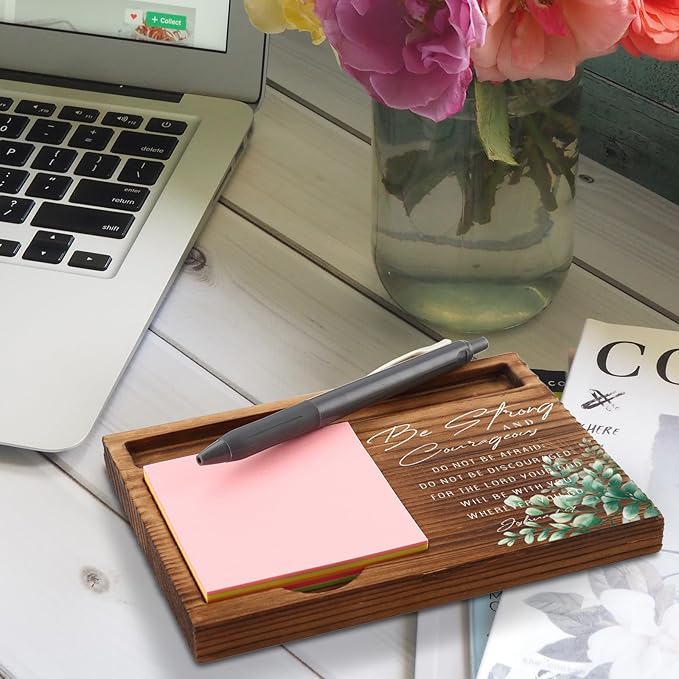 vizuzi Bible Verse Joshua 1 9 Christian Decor Sticky Note Holder Gifts for Women Men Prayer Coworkers Employees Friends Inspirational Positive Scripture Desk Self-Stick Note Pad Holders ZSS52