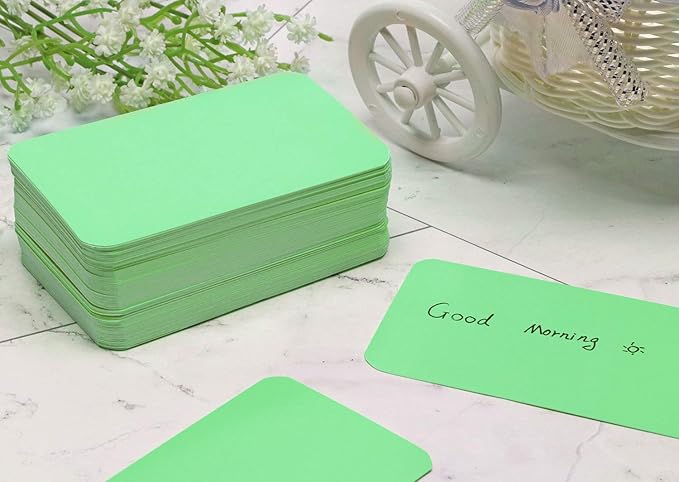 Penta Angel 100 Pcs Mini Paper Blank Gift Notes Cards DIY Craft Small Word Business Message Cards (Light Green)
