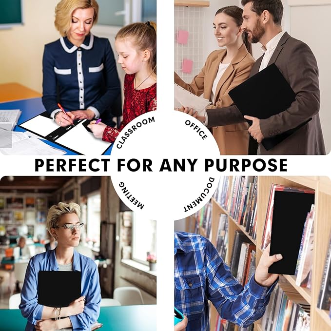 Plastic 2 Pocket Folders with Prongs, 30 Pack, Heavyweight, Letter Size Poly Folders with 3 Metal Prongs Fastener Clips (Black)