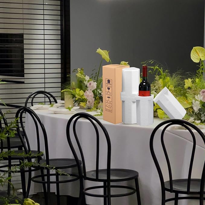 2 Sets Wine Shipping Box with Protective Foam Single Bottle Wine Shipping Box for Glasses Corrugated Paper Shipping Boxes All-in-One Protective Wine Shipper Wine Boxes for Moving Wine Bottle