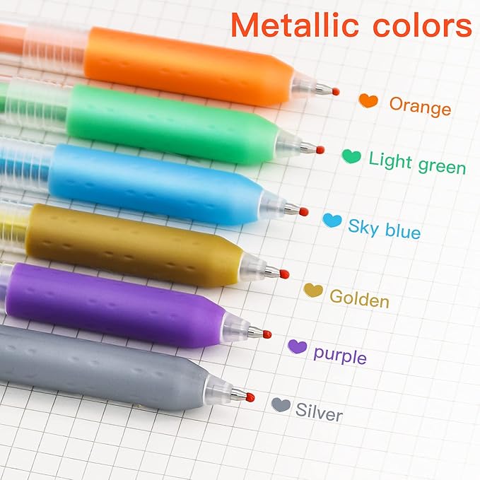 Metallic Colors Journal Planner Pens Colorful 0.5mm Markers Fine Tip Drawing Pen Porous Fineliner Pen for Bullet Journaling Writing Note Taking Coloring Art Office School Supplies (6 metallic colors)