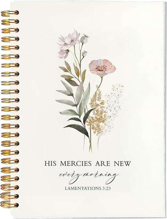 BearCake small Christian Notebook,Christian Notebook for Women,Christian floral Notebooks,morning journal,His Mercies are New Every Morning,Bible journaling Notebook 5.5x8.3
