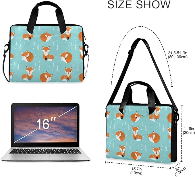 Fox Laptop Bag Case Laptop Messenger Bag Briefcase for Men Women