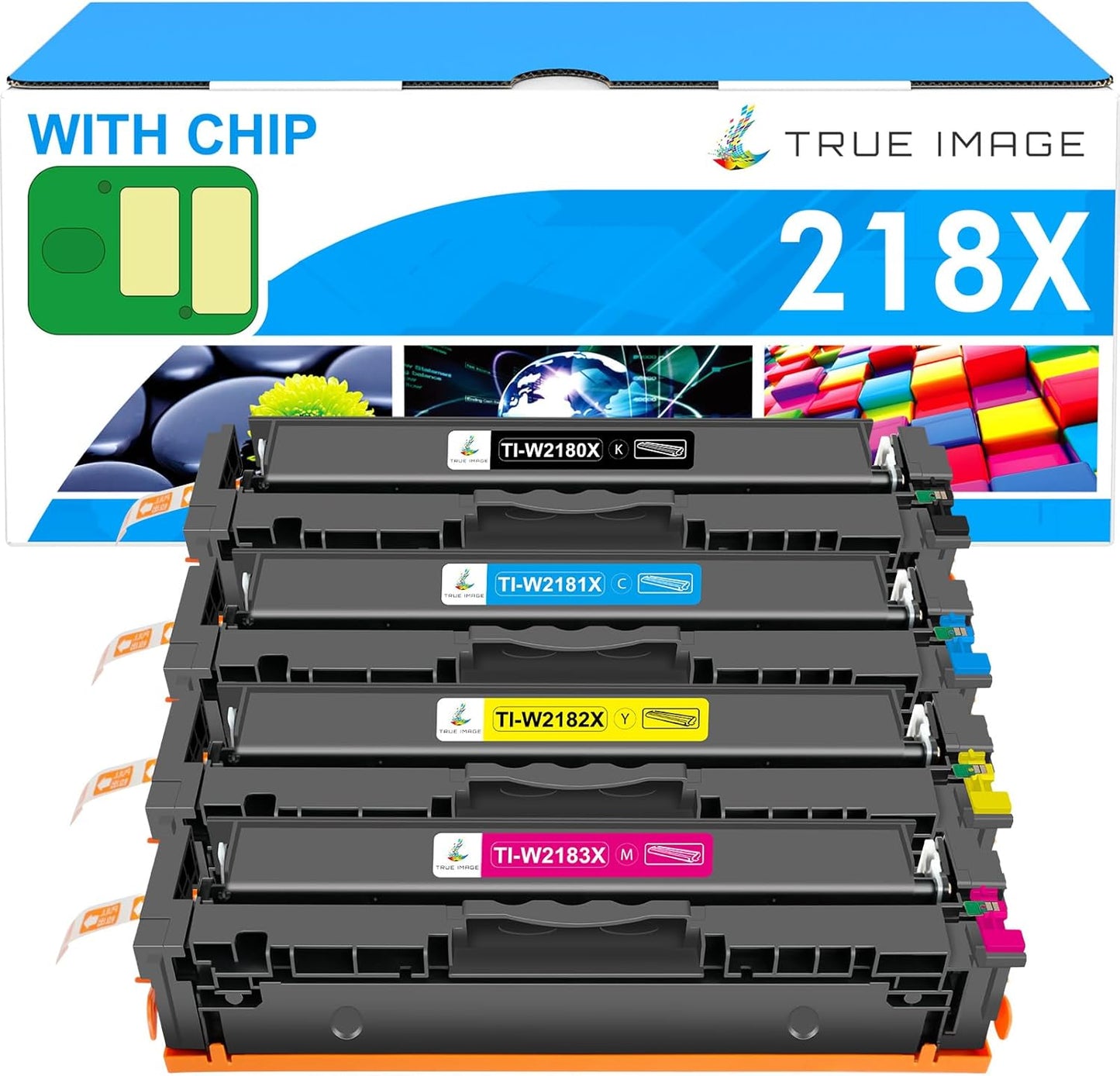 218X Toner Cartridges 4 Pack High Yield 218A 3201dw 3301fdw Compatible Replacement for HP 218A 218X Color Laserjet Pro 3201dw Pro MFP 3301cdw 3301sdw Printer Ink Set with Chip W2180X (B/C/Y/M)