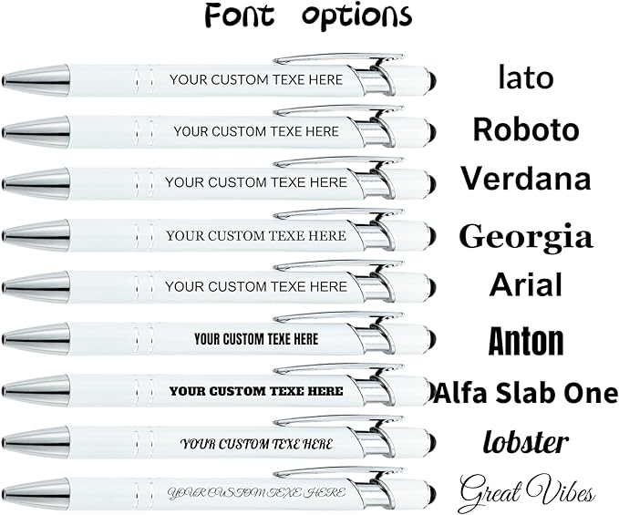 Up to 480 Pcs Personalized Pens in Bulk, Custom Metallic Printed Name Pens with Black Ink, Customized Pens Bulk with Stylus-Great Gift Ideas(White)