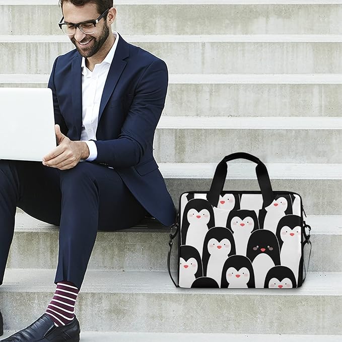 Cute Penguin Laptop Bag Case Laptop Messenger Bag Briefcase for Men Women
