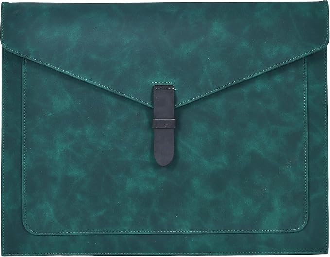 Green Leather File Folder Letter Size, File Organizer, Important Document Folders with Pockets, Document Organizer, Laptop Sleeve Notebook Case, Paper Storage, A4 Envelopes Filing Folder