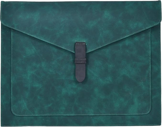 Green Leather File Folder Letter Size, File Organizer, Important Document Folders with Pockets, Document Organizer, Laptop Sleeve Notebook Case, Paper Storage, A4 Envelopes Filing Folder