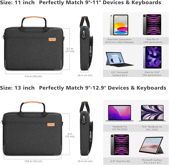 NIDOO Laptop Sleeve Shoulder Bag for 12.9" iPad Pro M1 M2 2022/13" 13.6" MacBook Air M2 / 13 MacBook Pro M2 M1 / Surface Pro X 8 9 7+, Briefcase Handbag for 13.4" Dell XPS 13 Plus / 12.4" Galaxy Tab