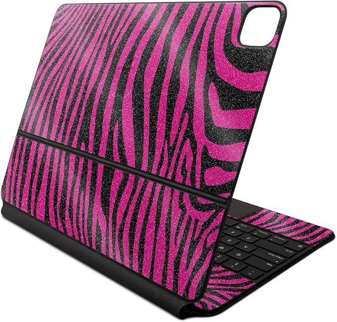 Glossy Glitter Skin Compatible with Apple Magic Keyboard for iPad Air 13-inch (M2) 2024 - Pink Zebra - Premium 3M Vinyl Protective Wrap Decal Cover - Easy to Apply | Crafted in The USA by MightySkins