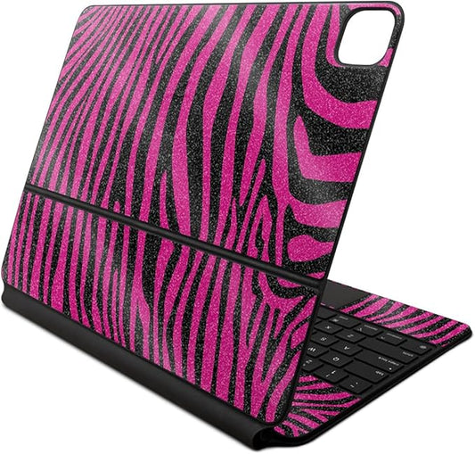 Glossy Glitter Skin Compatible with Apple Magic Keyboard for iPad Air 13-inch (M2) 2024 - Pink Zebra - Premium 3M Vinyl Protective Wrap Decal Cover - Easy to Apply | Crafted in The USA by MightySkins