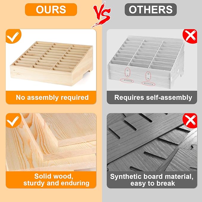 Wooden 30-Grid Cell Phones Storage Box Desktop Mobile Phone Holder Organizer for Office School Classroom (30-Grid)