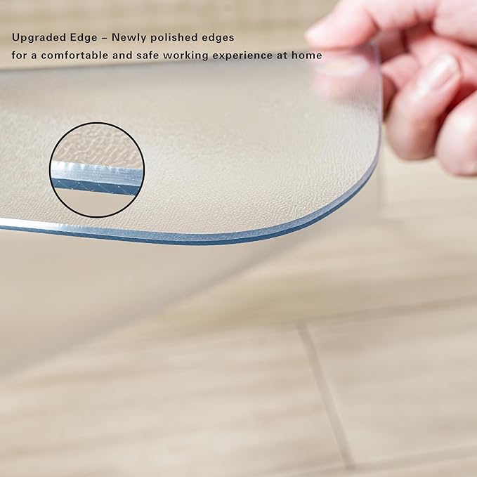 Desk Chair Mat for Hardwood Floor, Plastic Floor Protector Mat with Non-Slip Texture, Rectangle Hard Floor Computer Chair Mat with Milled Edge (40"x48" inch)