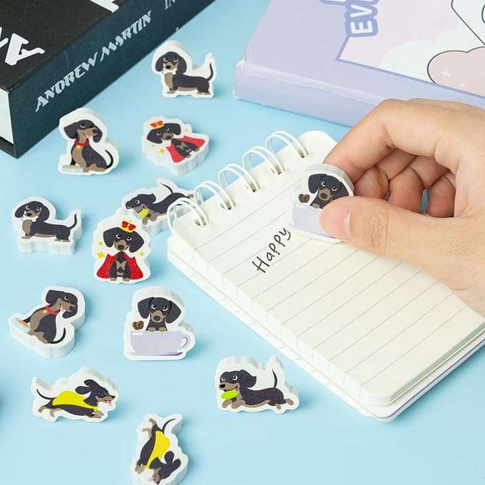 CJiangpo 60Pcs Dachshund Mini Eraser for Kids Bulk - Cute Cartoon Animal Pencil Rubber Eraser Dog Birthday Party Favors Filler Kids Back to School Classroom Prizes Gifts