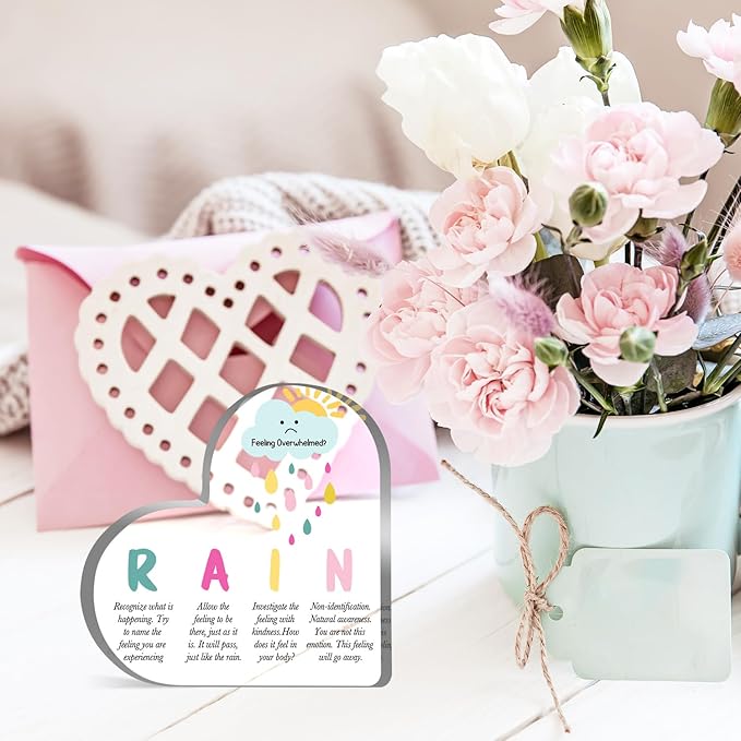 Mindfulness Technique Decor, Mental Health Rain Method Anxiety Coping Strategies Decorations for School Counselor Therapy Office Decor for Teacher Therapist Parents Counselor