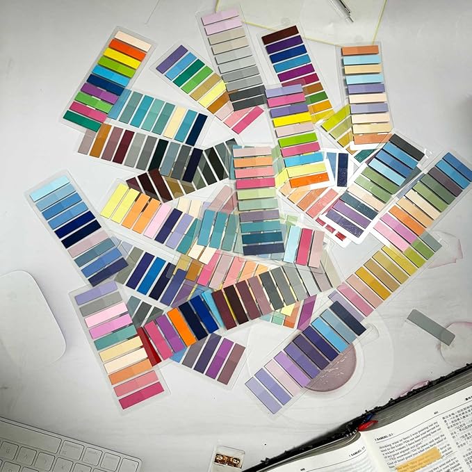 ELII 3600pcs Books Tabs for Annotating Page Markers Morandi Sticky Index Tabs,Transparent Sticky Notes Tabs Label Stickers Index Tabs for Reading Notes, Classify File