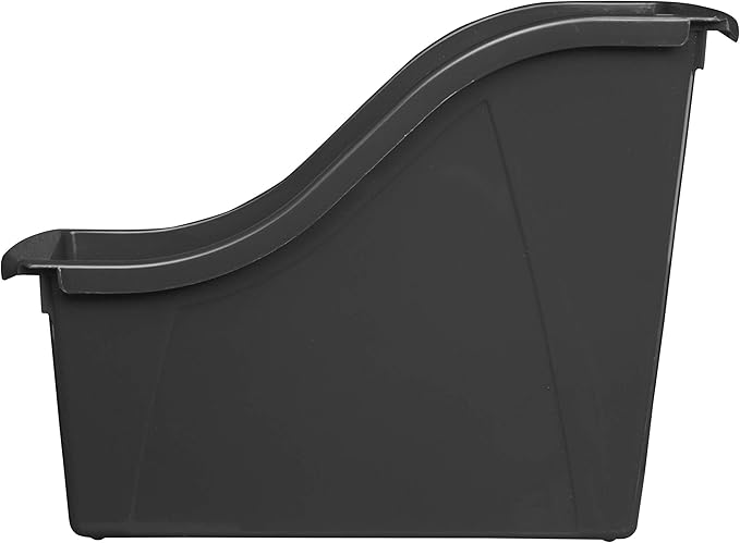 Storex Small Book Bin, Linking Storage Bins, Dry Erase Surface, 11.75" x 8.5" x 4.5", Onyx, 6-Pack, Oynx