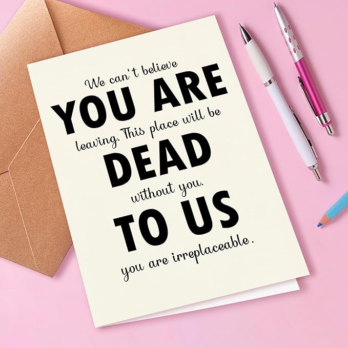 Funny Cards for Departing Coworkers,Cute Retirement Card Gifts, Cards for Bosses, Colleagues, Missing You Card, Congratulations On New Job Card, 'To us, You Are Irreplaceable'