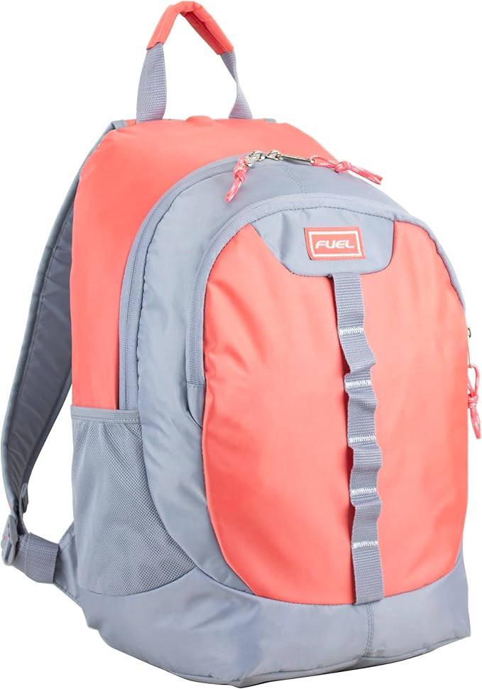 FUEL Hiking Backpack for Women Men Terra Sport, Travel, College, Gym, Work with Laptop Sleeve, Bungee, 18 Inches, Sweet Coral