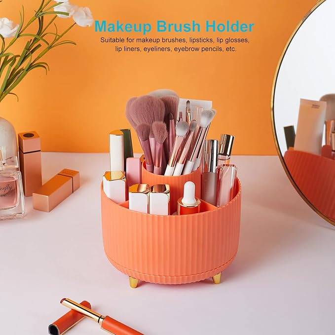 Pencil Pen Holder for Desk, 5 Slots Pencil Organizer Makeup Brush Holder Pen Organizer Pencil Holder for Desk Marker Organizer Office Supplies Organizers for Home Office Art Supply Orange