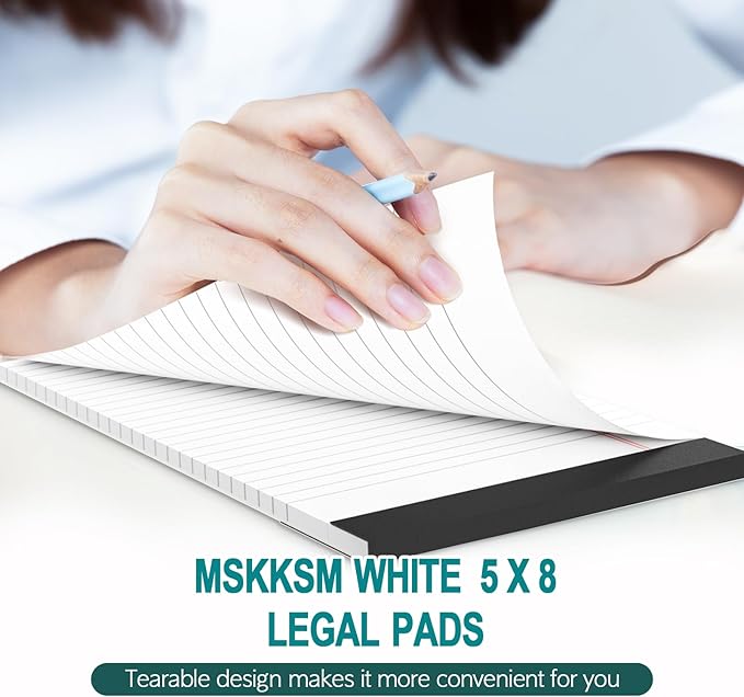 Small Legal Pads 5x8 White Note Pads 5x8 Writing Pads, College Ruled Legal Notepads 5x8, Lined Pads of Paper White Paper Pads 5x8 for School, Home, Office, Business- 12 Pads/Pack, 30 Sheets/Pad