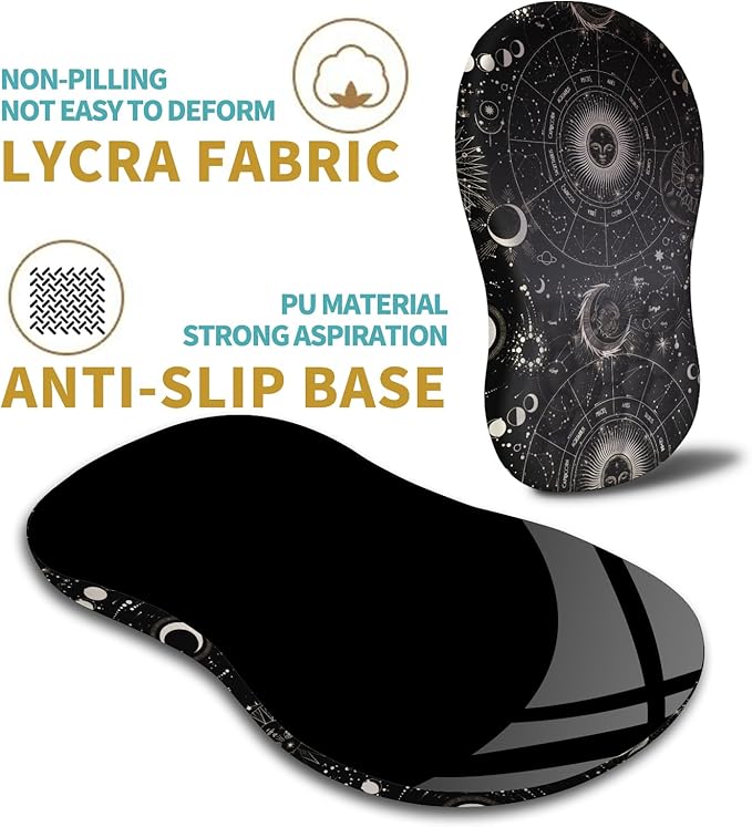 Hokafenle Ergonomic Mouse Pad Wrist Support with Massage Design, Wrist Rest Pain Relief Mousepad with Memory Foam&Non-Slip PU Base,Mouse Pads for Wireless Mouse (12x8 inch,Tarot Constellation)