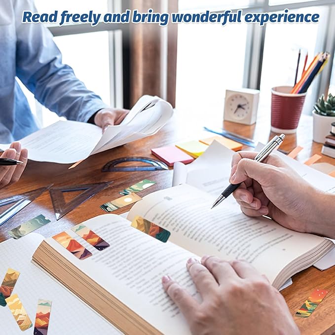 48 Pieces Magnetic Bookmarks Magnet Page Markers - Book Marks for Reading Women & Men with Storage Boxes - Cute Magnet Bookmark Clips for Reading Pleasure（Landscape）