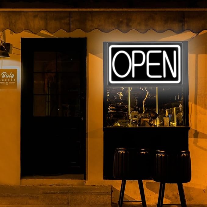 Open Signs for Business Ultra Bright LED Neon Open Signs 16 Inch Plug In Electric Light Up Open Sign with Hours ON/OFF Switch for Business Storefront Window Glass Door Shop Florists Bar Salon Cafes