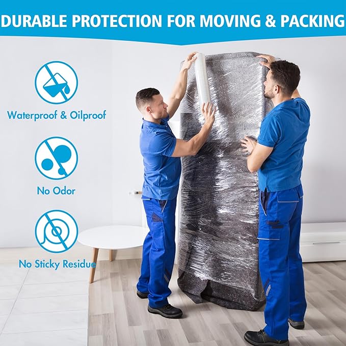 Stretch Film, 15 Inch x 1000 Feet Shrink Wrap for Pallet Wrap, Industrial Strength Stretch Wrap, Moving Wrapping Plastic Roll, 60 Gauge