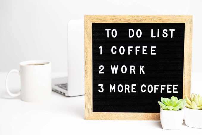 Pearhead Natural Wood And Black Felt Classic Letter Board Set, Includes 294 White Letters, Modern Reusable Message Board, Gender Neutral Photo Prop, Nursery And Home Decor, 10" x 10"