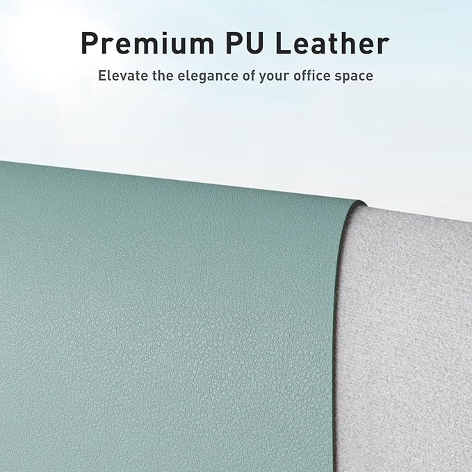 Aothia Leather Desk Pad Protector, Mouse Pad,Office Desk Mat, Non-Slip PU Leather Desk Blotter, Laptop Desk Pad, Waterproof Desk Writing Pad for Office and Home (36" x 17", Light Blue)