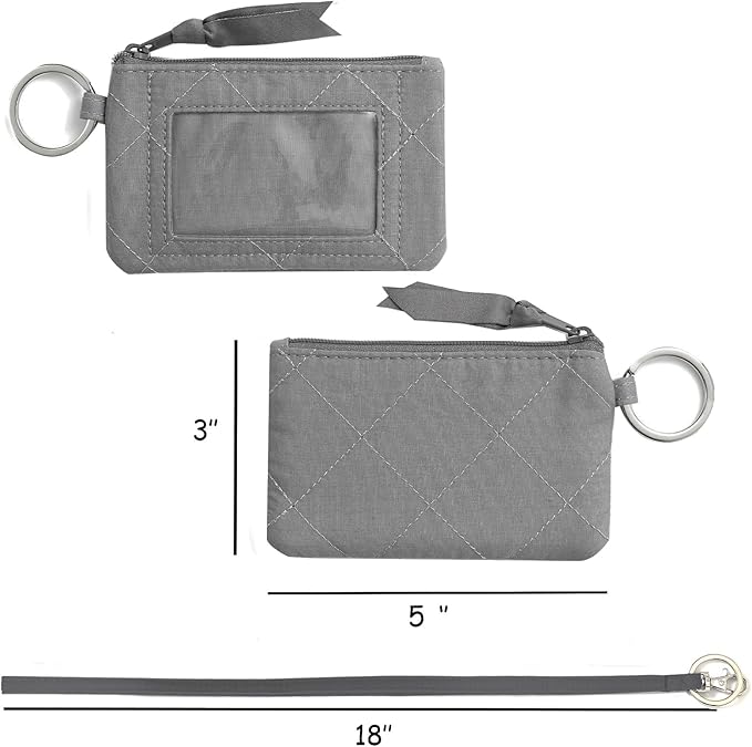 WONDERFUL FLOWER Lanyard Wallet, ID Holder, ID Wallet with Lanyard, Keychain Wallet for Women, Card Holder Wallet, Mini, Steel Gray