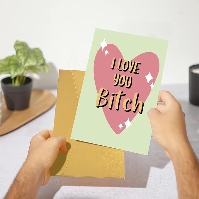 Funny Galentine's Day Card, I Love You Bitch Card, Friend Birthday Card, Love Card for Bestie, Friendship Card for Lady Girl, Valentines Card for Best Friend
